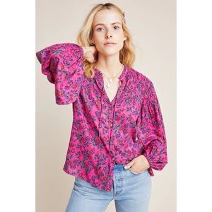 Anthropologie Calais Smocked Peasant Blouse